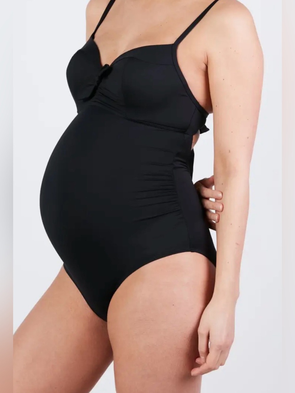 Cache Coeur Black Monaco Maternity Swimsuit One-Piece Size 36 E/F